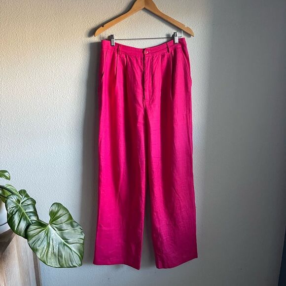 Reformation 2 Pc Set -Vesta Pant and Orzo Linen Smocked Halter Top in Corvette - Picture 5 of 11